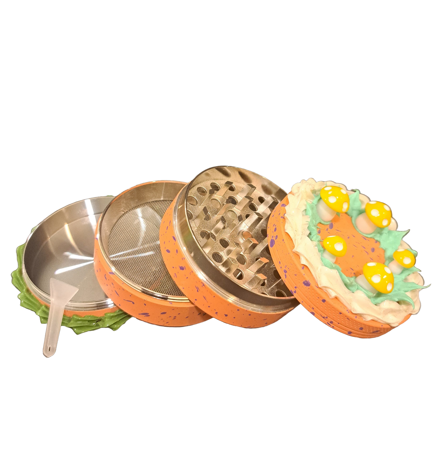 GRINDER 4 PARTI CAKE ARANCIONE IN METALLO