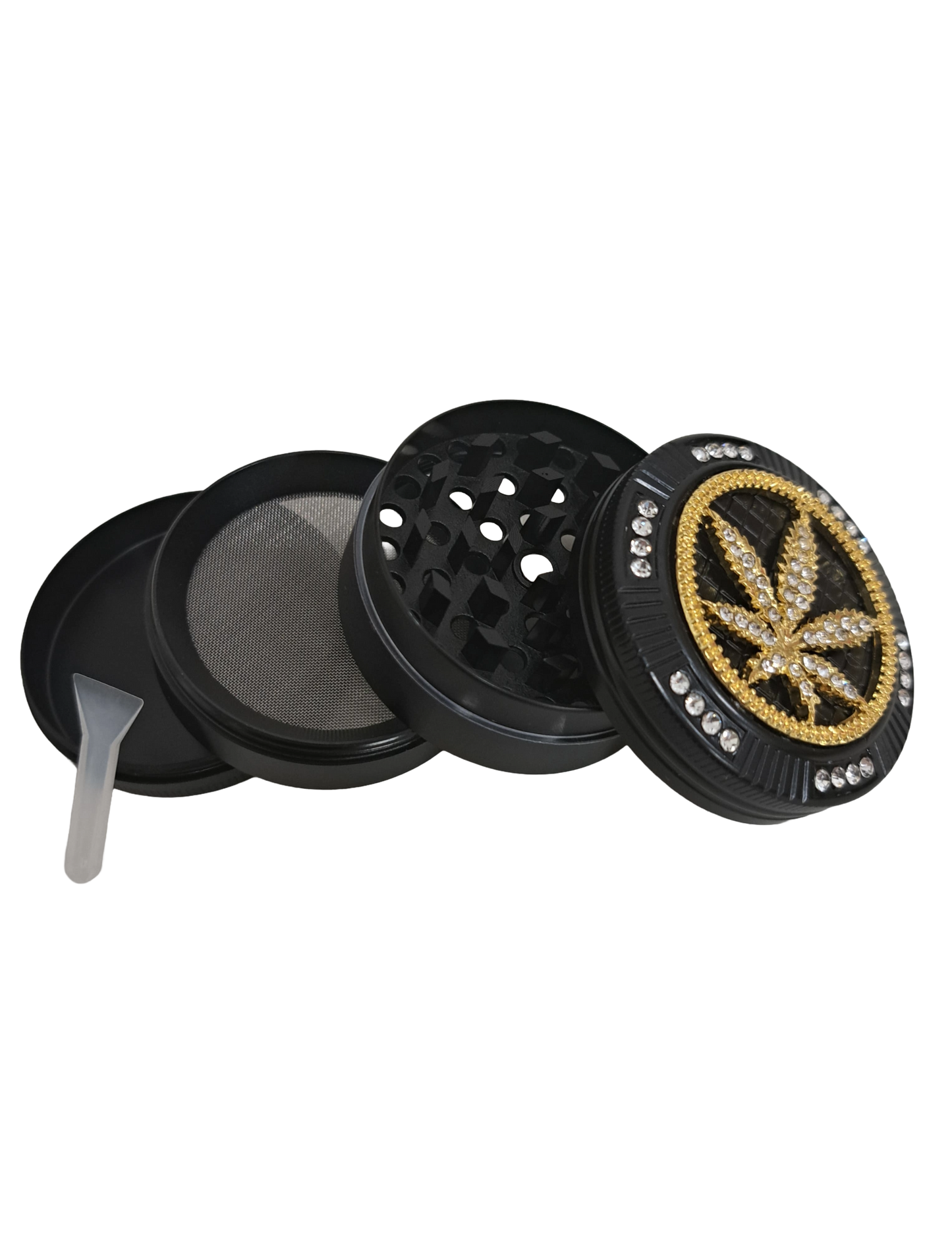 GRINDER 4 PARTI IN METALLO FOGLIA ORO CON BRILLANTINI