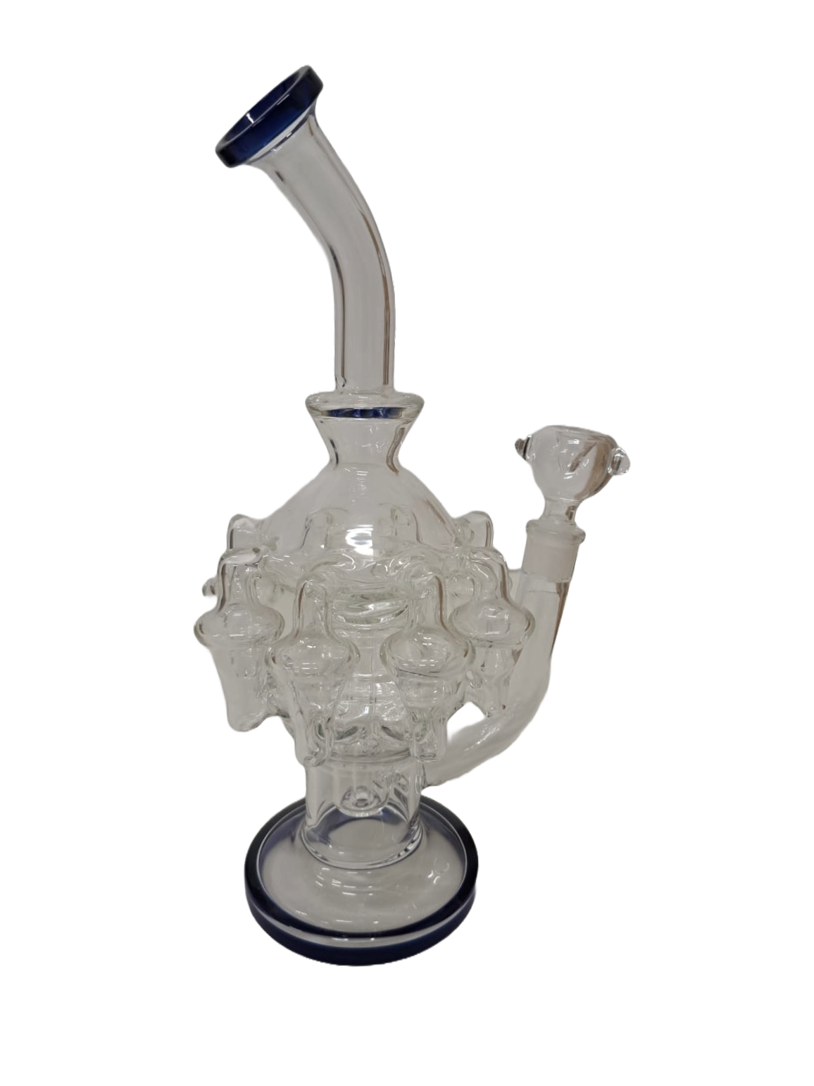 BONG TRASPARENTE E BLU IN VETRO