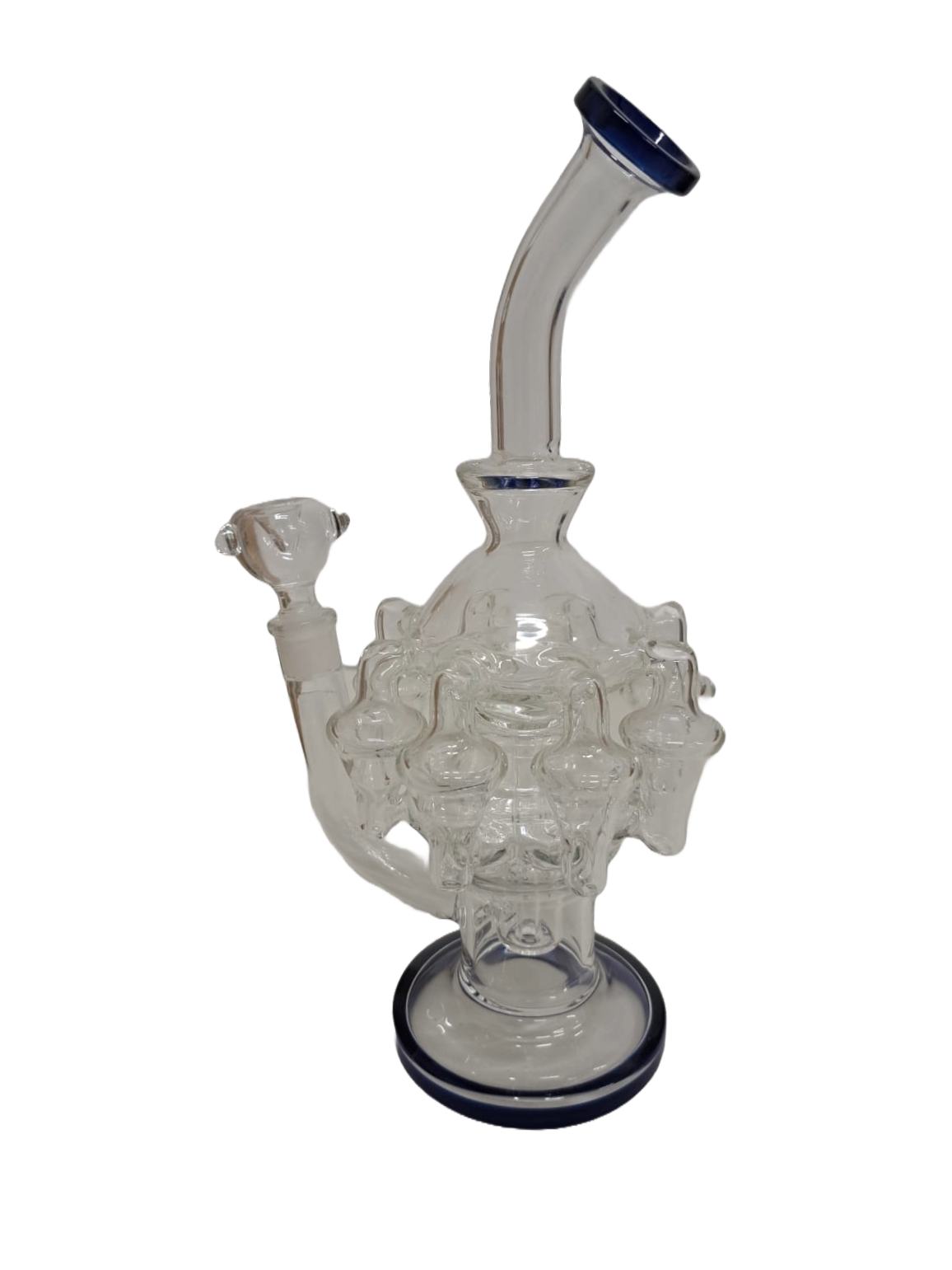 BONG TRASPARENTE E BLU IN VETRO