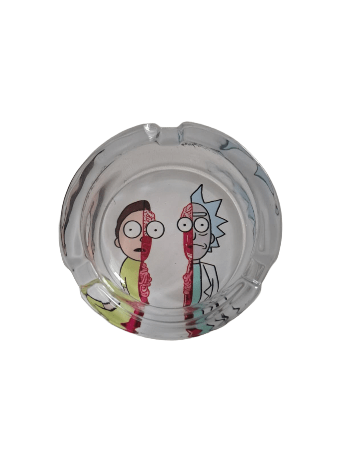 POSACENERE ROTONDO RICK & MORTY DIVISI A METÀ IN VETRO