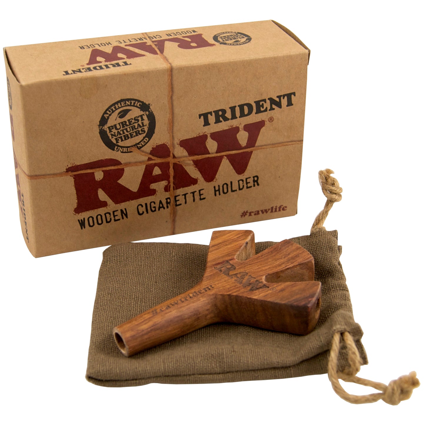 RAW WOODEN TRIDENT HOLDER IN LEGNO