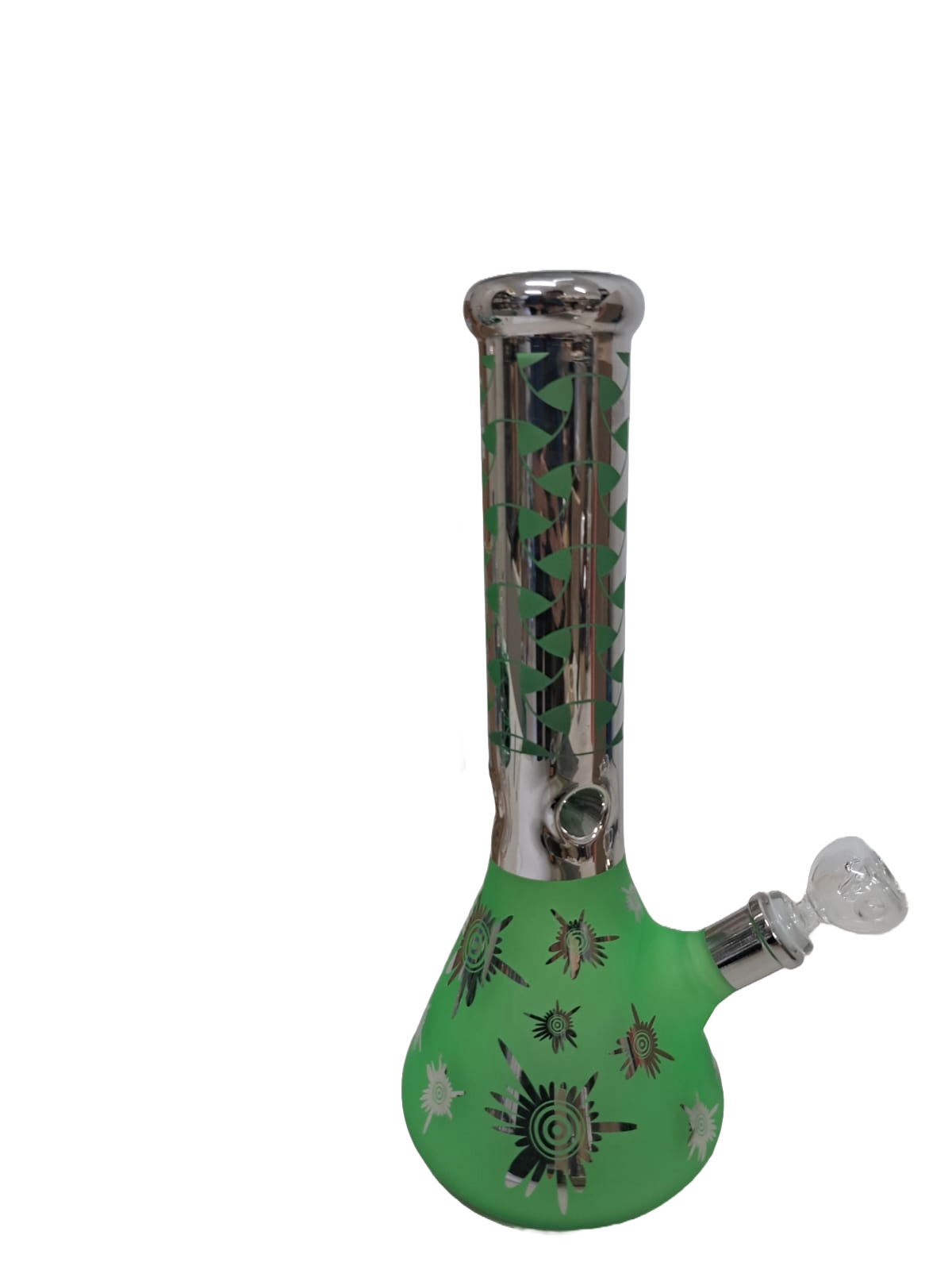 BONG VERDE E ARGENTO IN VETRO
