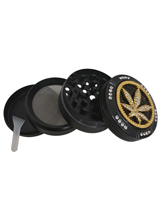 GRINDER 4 PARTI IN METALLO FOGLIA ORO CON BRILLANTINI