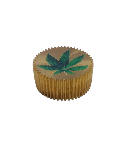 GRINDER 3 PARTI ORO E FOGLIA VERDE IN METALLO