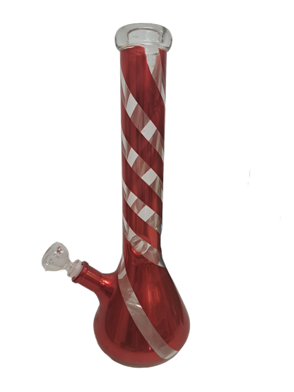 BONG ROSSO A STRISCE IN VETRO