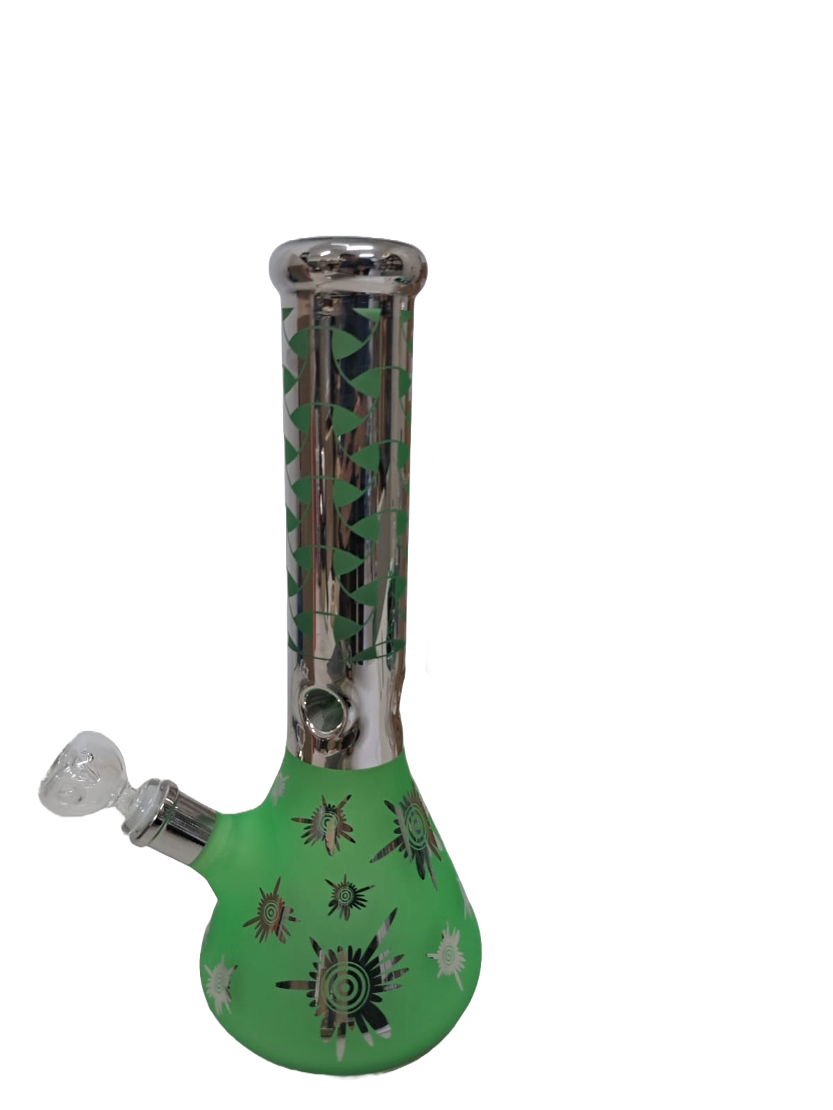 BONG VERDE E ARGENTO IN VETRO