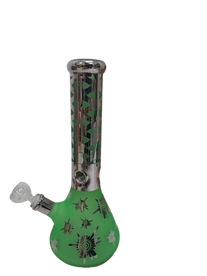 BONG VERDE E ARGENTO IN VETRO