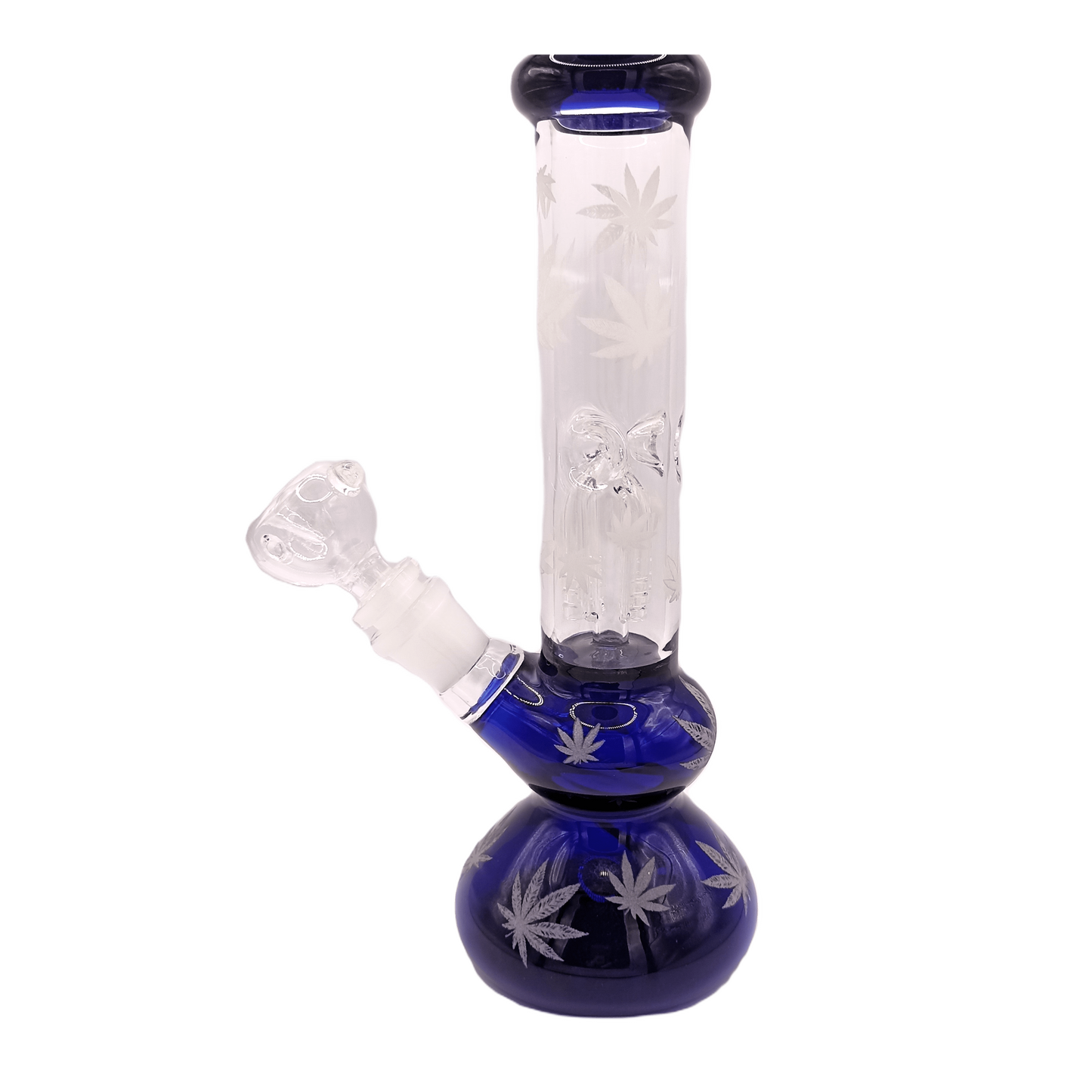 BONG BLUE WITH LEAF FOSFORESCENTE IN VETRO