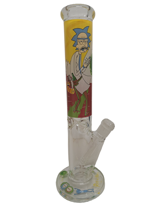 BONG RICK & MORTY SFONDO GIALLO IN VETRO
