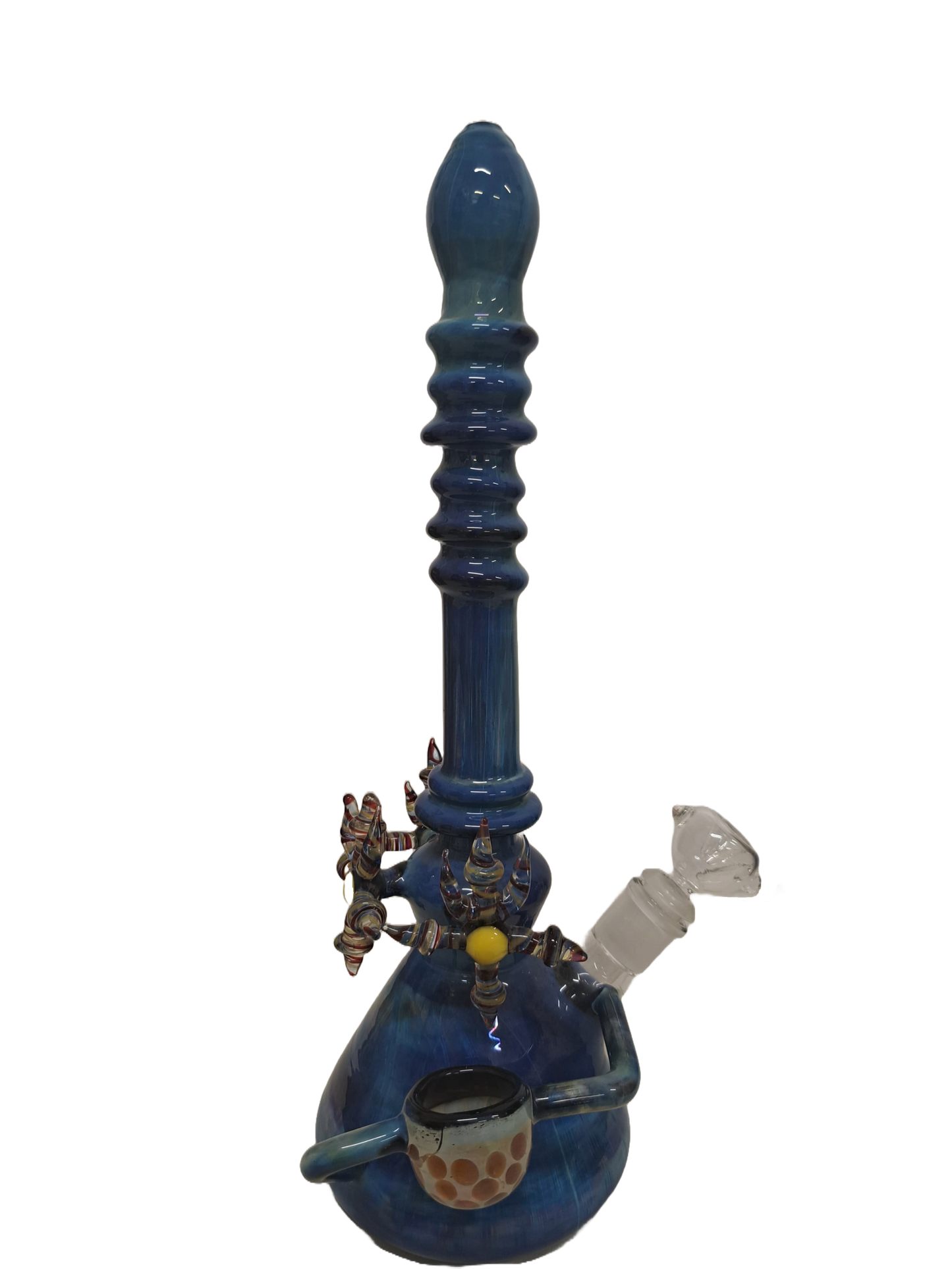 BONG DECORATO BLU IN VETRO