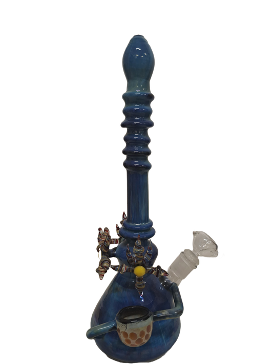 BONG DECORATO BLU IN VETRO