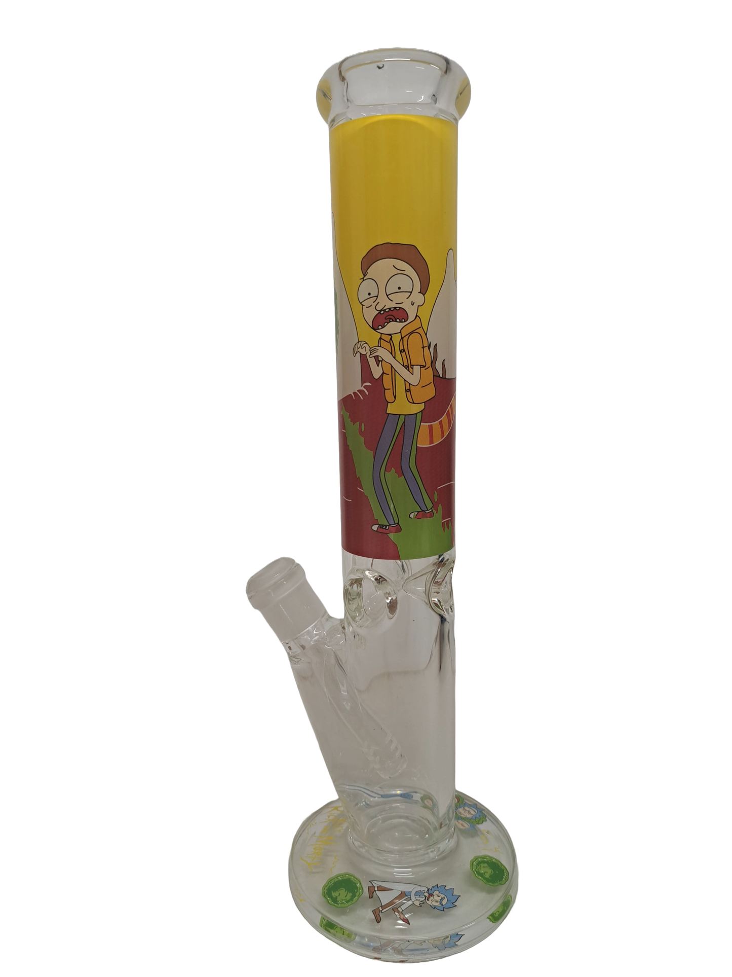 BONG RICK & MORTY SFONDO GIALLO IN VETRO