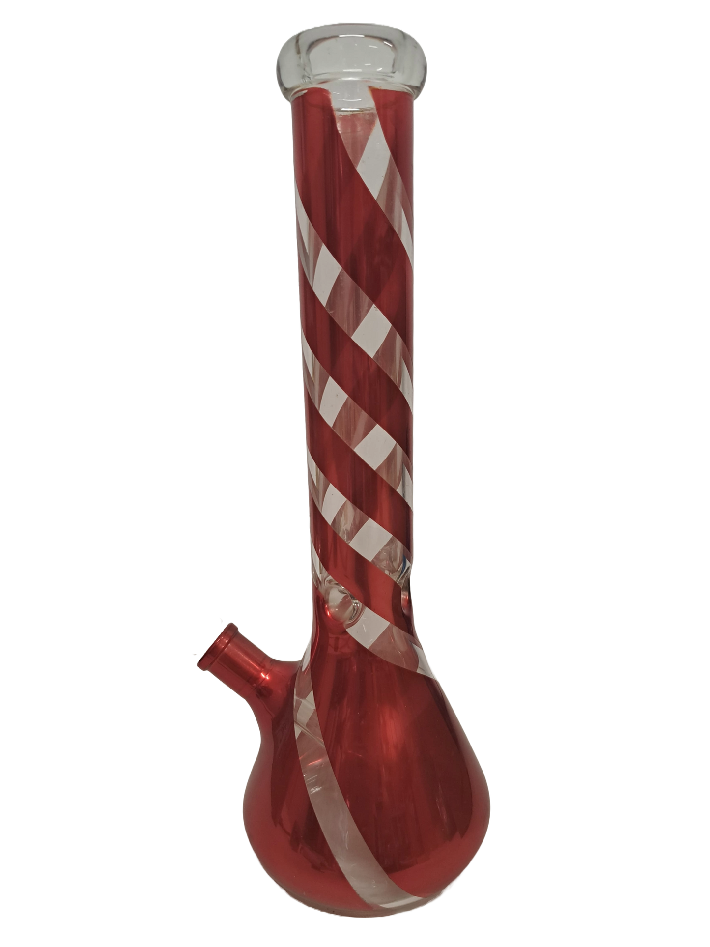 BONG ROSSO A STRISCE IN VETRO