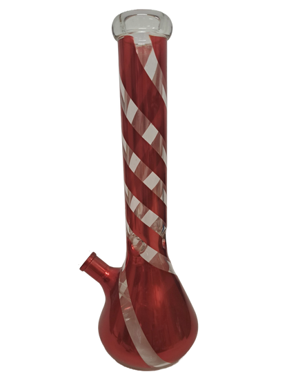 BONG ROSSO A STRISCE IN VETRO