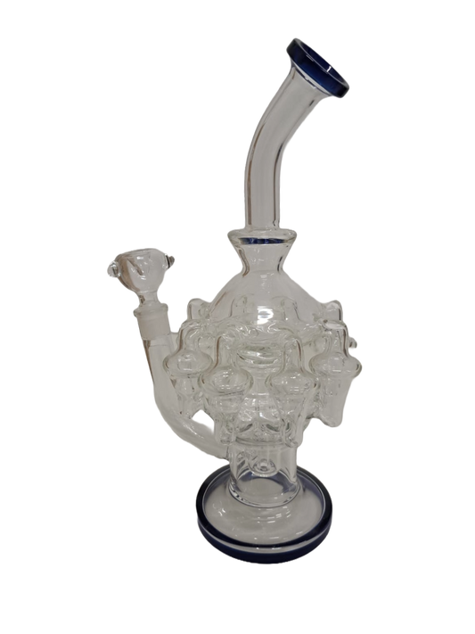 BONG TRASPARENTE E BLU IN VETRO