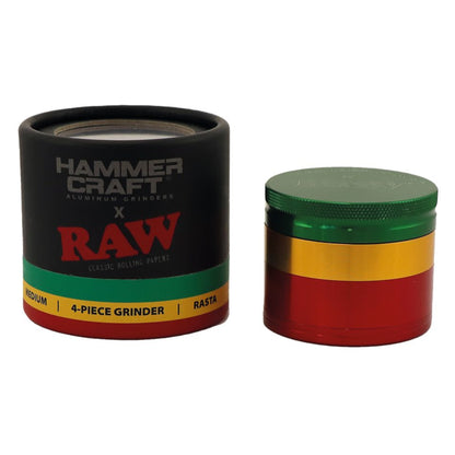 GRINDER RAW HAMMER CRAFT MEDIUM RASTA 4 PARTI 55 mm. IN ALLUMINIO