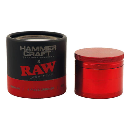 GRINDER RAW HAMMER CRAFTMEDIUM ROSS0 4 PARTI 55mm. IN ALLUMINIO