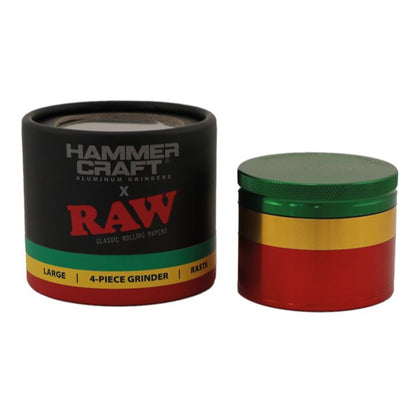 GRINDER RAW HAMMER CRAFT LARGE RASTA 4 PARTI 60 mm. IN ALLUMINIO