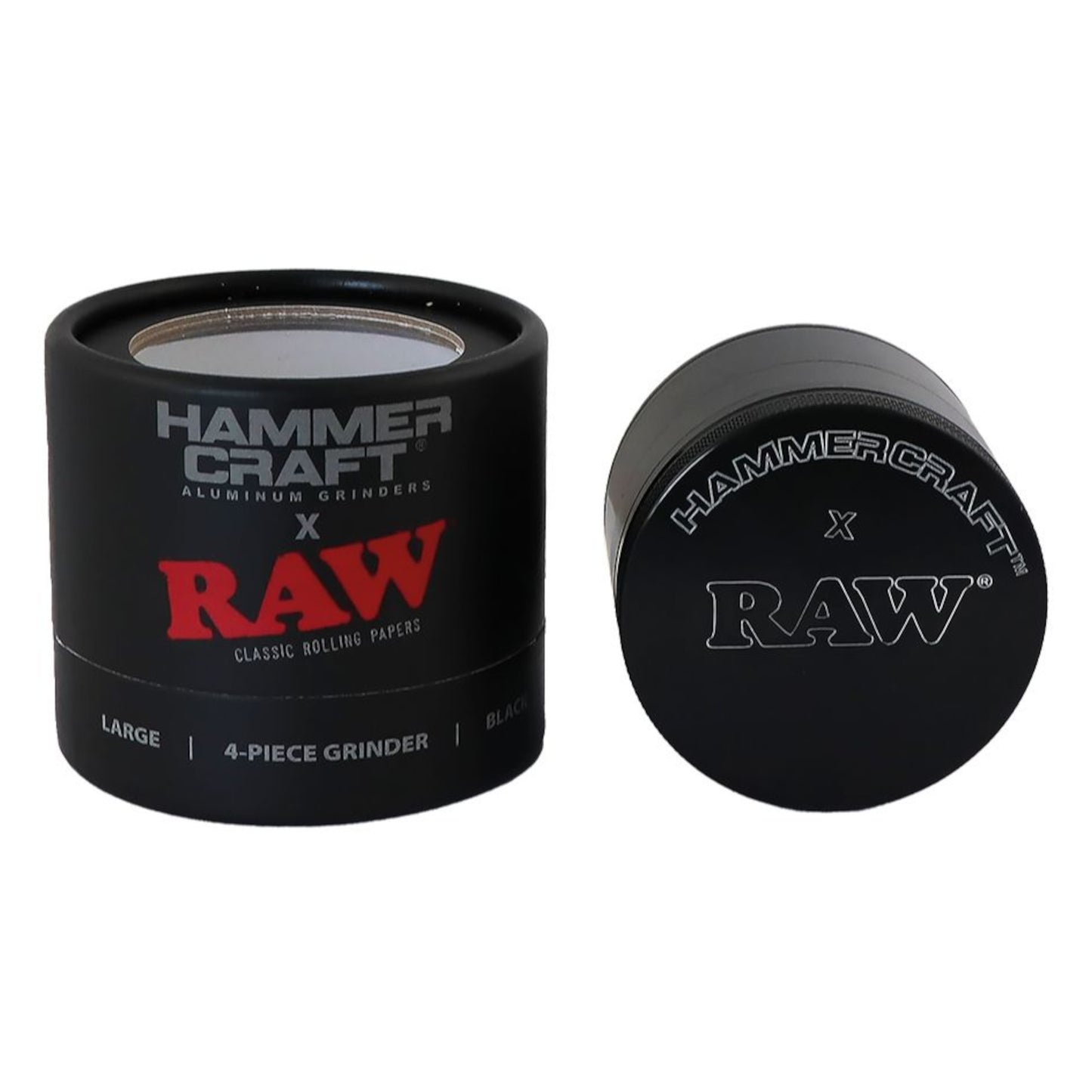 GRINDER RAW HAMMER CRAFT LARGE NERO 4 PARTI 60 mm. IN ALLUMINIO