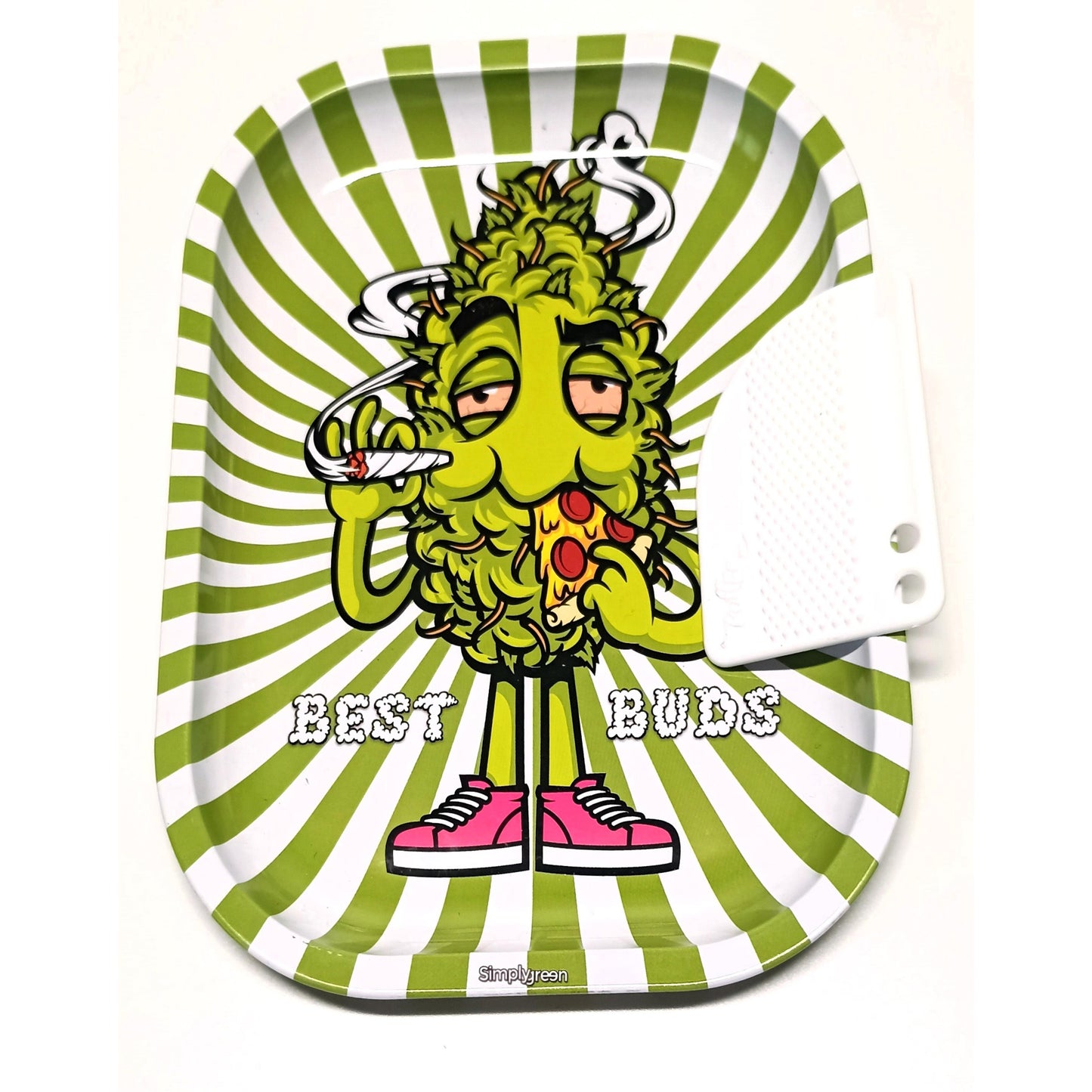 MISTIERA PICCOLA BEST BUDS GEEN WITH PIZZA CON GRINDER CARD MAGNETICA