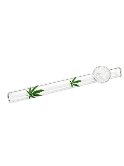 PIPA IN VETRO CON FOGLIE DI CANAPA