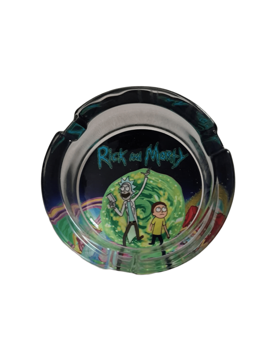 POSACENERE ROTONDO RICK & MORTY IN FUGA IN VETRO