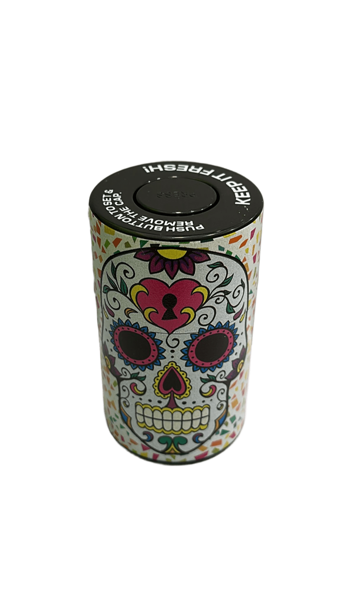 CONTENITORE ERMETICO CON TESCHIO COLORATO