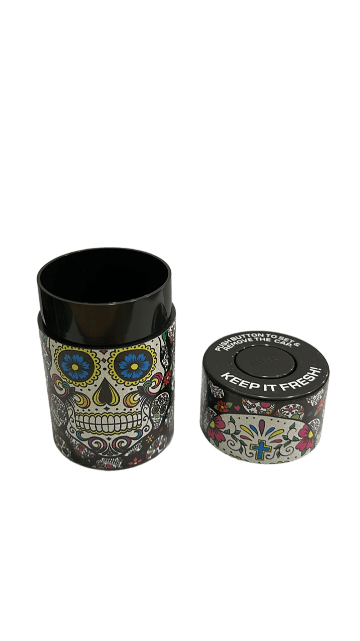 CONTENITORE ERMETICO CON TESCHIO COLORATO