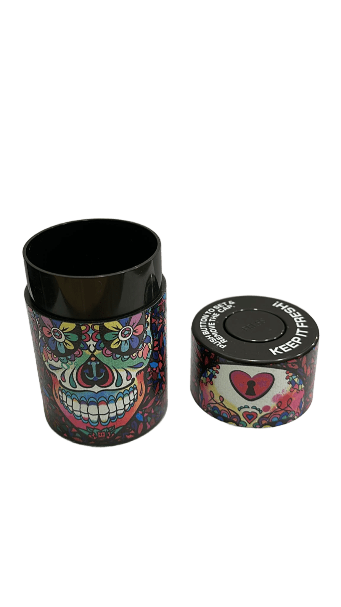 CONTENITORE ERMETICO CON TESCHIO COLORATO