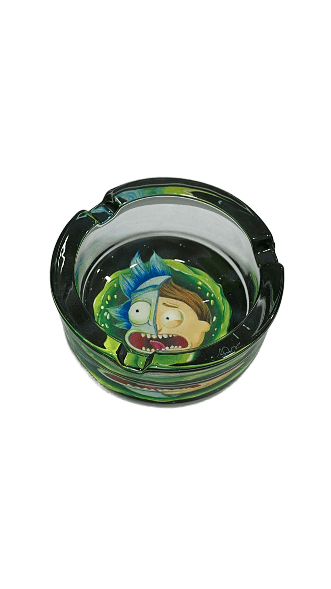 POSACENERE ROTONDO IN VETRO DI RICK & MORTY