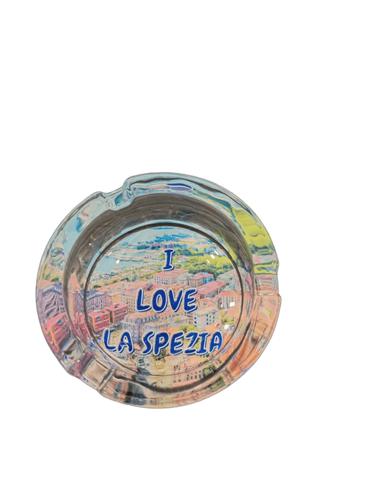 POSACENERE ROTONDO IN VETRO "I LOVE"