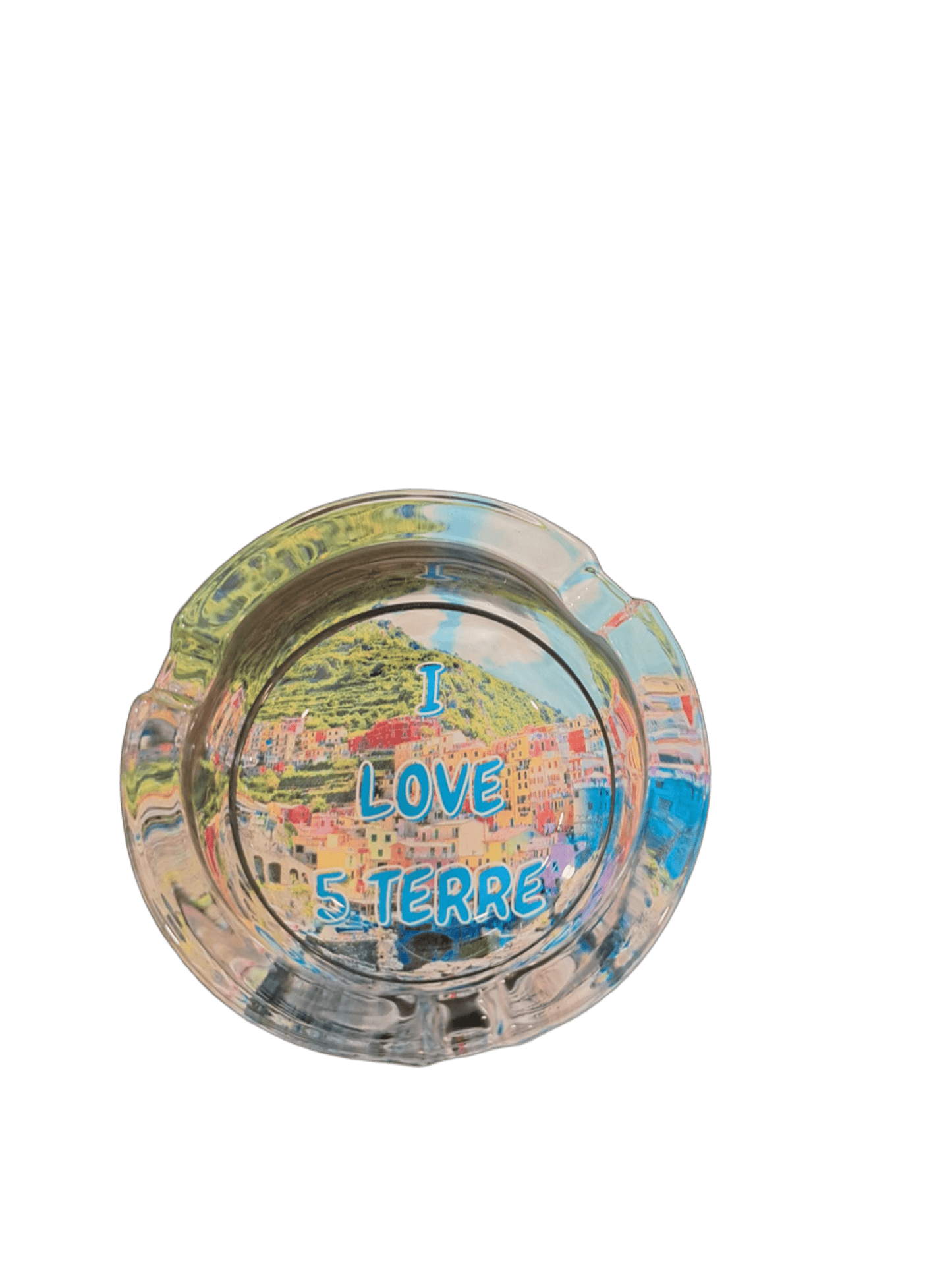 POSACENERE ROTONDO IN VETRO "I LOVE"