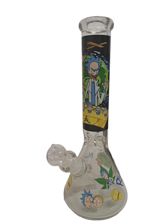 BONG RICK & MORTY SFONDO NERO IN VETRO