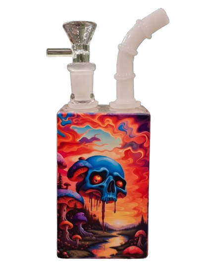 JUICE BONG IN VETRO TESCHIO BLU