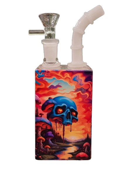 JUICE BONG IN VETRO TESCHIO BLU
