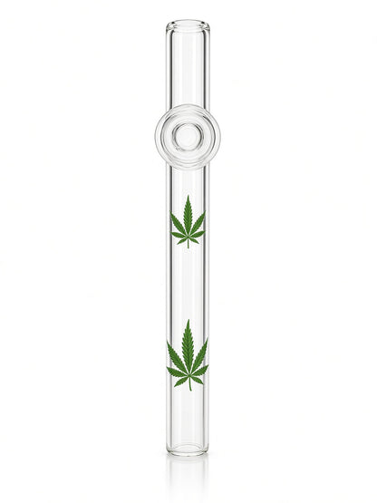 PIPA IN VETRO CON FOGLIE DI CANAPA