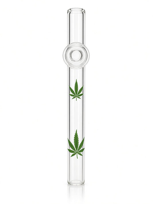 PIPA IN VETRO CON FOGLIE DI CANAPA